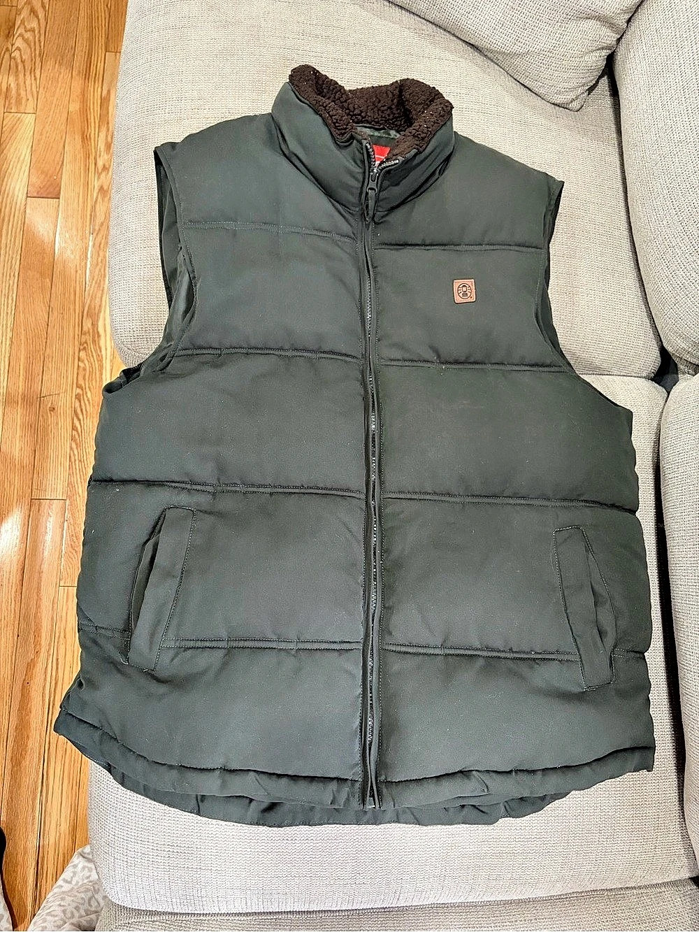 Men’s Coleman Quilted Sherpa Collar Vest Green Large